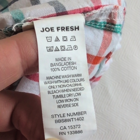 joe fresh colorful grid cotton button down long sleeve shirt 12-18 months baby - Picture 4 of 5